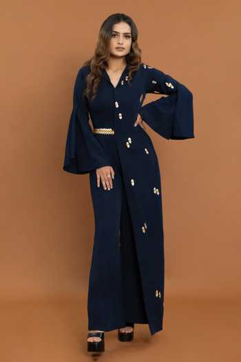Aurouss Stone Embellished Overlap Panel Jumpsuit 