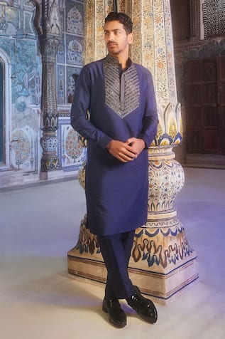 DiyaRajvvir Metallic Vine Embroidered Yoke Kurta With Pant 