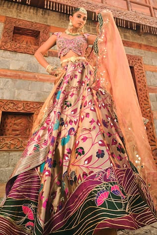 Aditi Gupta Paithani Floral Woven Bridal Lehenga Set 