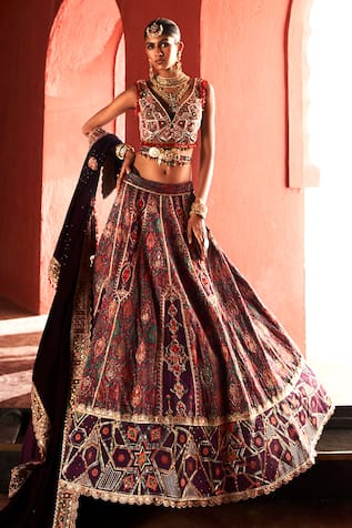 Aditi Gupta Jamawar Embroidered Bridal Lehenga Set 