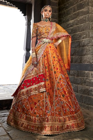 Aditi Gupta Kani Silk Embroidered Bridal Lehenga Set 