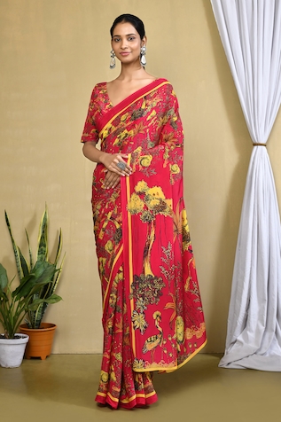 Samyukta Singhania Hidden Eden Sequel Printed Saree With Blouse