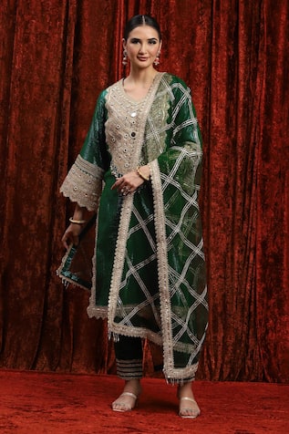 Dori & Gota Embroidered Kurta Pant Set 