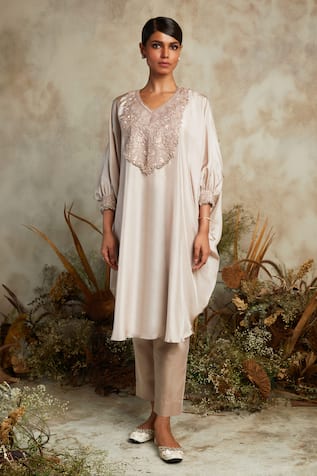 Prisho Floral Embroidered Bodice Kaftan With Pant 