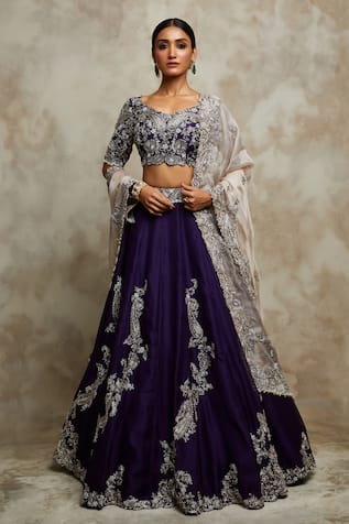 Prisho Bridal Zardozi Embroidered Lehenga Silk Blouse Set 