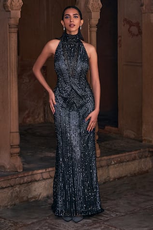 DiyaRajvvir Tonal Sequin Embroidered Gown 