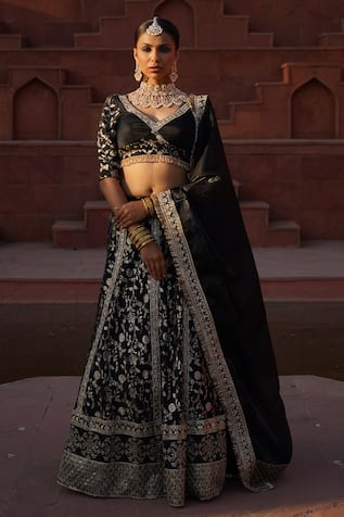 Monk & Mei Zoya Blossom Garden Woven Lehenga Set 