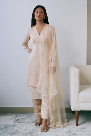 Lavanya Ahuja Panel Work V Neck Kurta Pant Set 