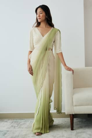 Lavanya Ahuja Pre-Stitched Saree With Embroidered Blouse 