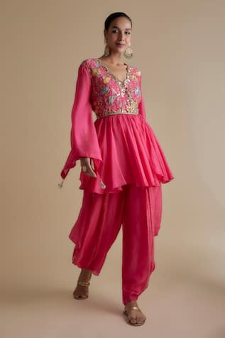 Keith Gomes Embellished Overlap Kurta & Palazzo Set 