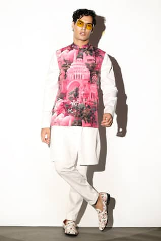 Mr. Ajay Kumar Silk Riyasat Print Waistcoat 