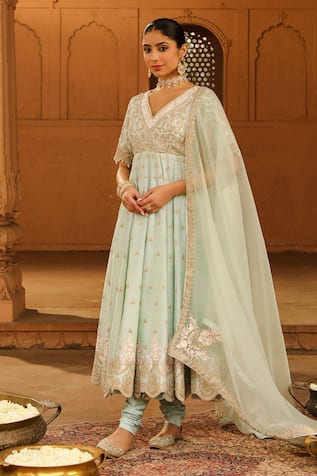 Sheetal Batra Wasifa Parsi Gara Embroidered Anarkali Set 