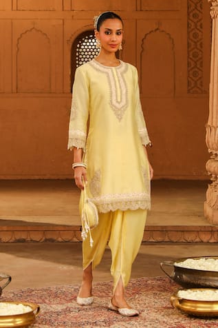 Sheetal Batra Anika Silk Chanderi Kurta With Dhoti Pant 