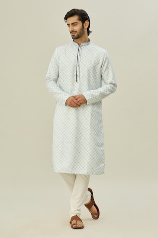 Checkered Print Kurta & Churidar Set 