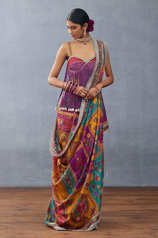 Torani Dil Rang Aziza Gulshan Print Pre-Draped Saree 