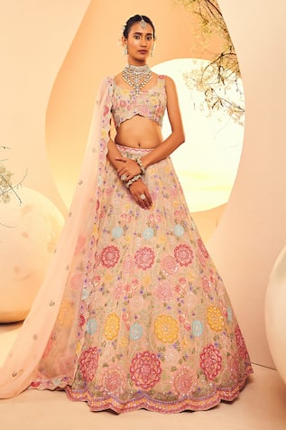 Aneesh Agarwaal Gullista Sequin & Cutdana Embroidered Bridal Lehenga Set 