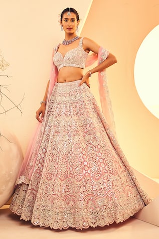 Aneesh Agarwaal Sheesh Mahal Mirror Embroidered Bridal Lehenga Set 