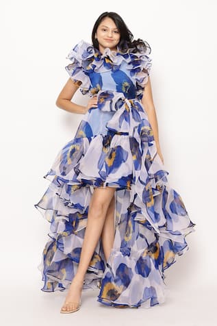 Floral Printed Asymmetric Dress 