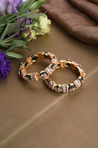 PREETI MOHAN Hetal Onyx Embellished Bangles - Set of 2 