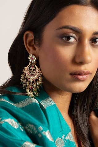 PREETI MOHAN Nishi Embellished Chandbali Earrings 