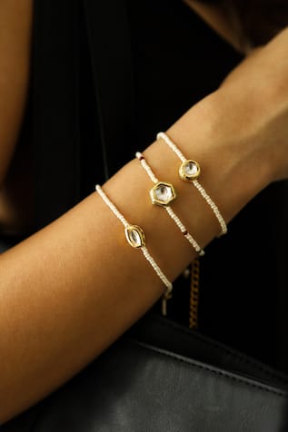 Kundan Embellished 3 Pcs Bracelet 