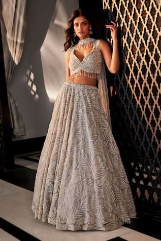 Kalighata Kashfi Bling Hand Embroidered Lehenga Set 