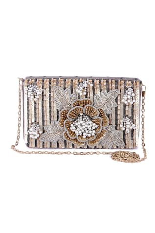 The Purple Sack Floral Embroidered Clutch 