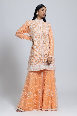 NIMA FASHIONS Hand Embroidered Kurta & Sharara Set 