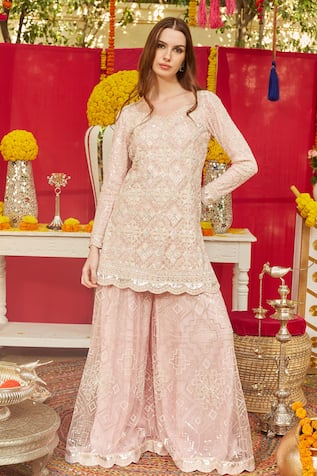 NIMA FASHIONS Embroidered Kurta & Sharara Set 