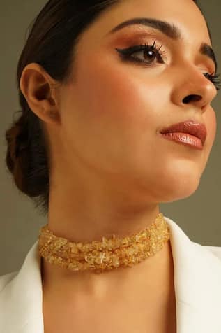 Kastiya Jewels Citrine Semi Precious Gemstone Choker 