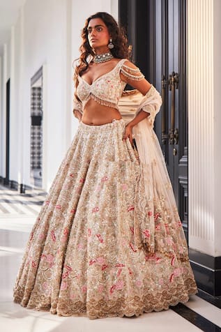 Kalighata Glitter Hand Embroidered Bridal Lehenga Set 