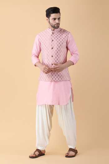 Manish Nagdeo Damask Bundi Kurta Set 