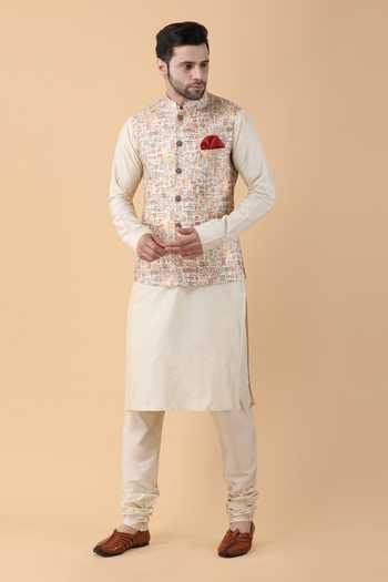 Manish Nagdeo Quirky Print Bundi Kurta Set 