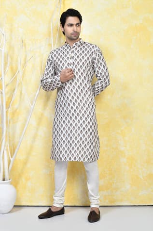Vintage Fleur Motif Print Kurta Set 