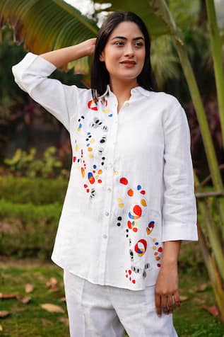 Linen Bloom Linen Ringle Embroidered Shirt 