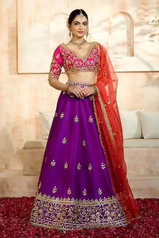 Preeti S Kapoor x AZA Gota Floral Embroidered Lehenga Set 