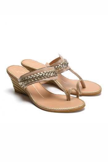 Nidhi Bhandari Kolhapuri Braided Pattern Wedges 