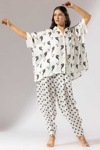 Thee Modern Roots Bird Paradise Print Boxy Shirt With Salwar Pant 
