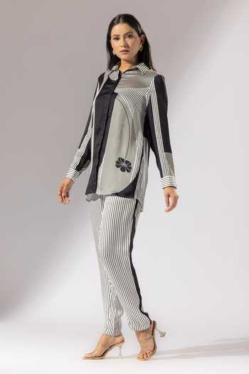 Thee Modern Roots Striped Florin Print Shirt With Pant 