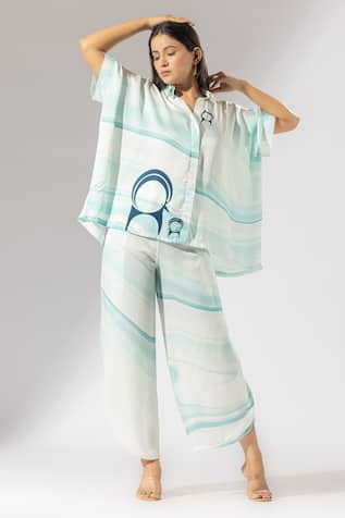 Elements Of Nature Print Boxy Shirt & Pant Set 