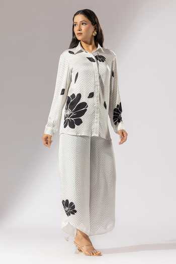 Thee Modern Roots Sakura Herringbone Bloom Shirt With Pant 