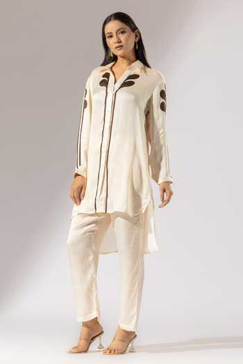 Thee Modern Roots Daffodil Marble Swirl High Low Kurta With Pant 