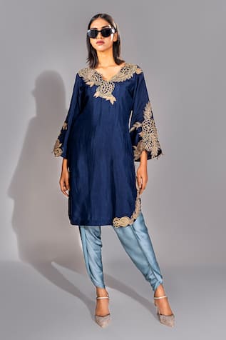 Shruti S Zari Embroidered Kurta & Tulip Pant Set 