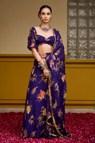 Baaro Masi Floral Pattern Blouse Lehenga Set 