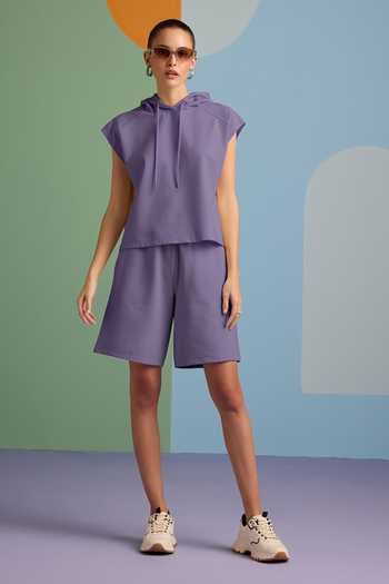Muvazo Purple Hoodie & Shorts Set 
