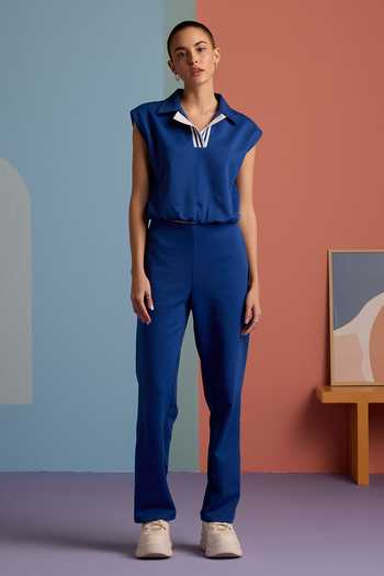 Muvazo Azure Wave Cropped Top With Pant 