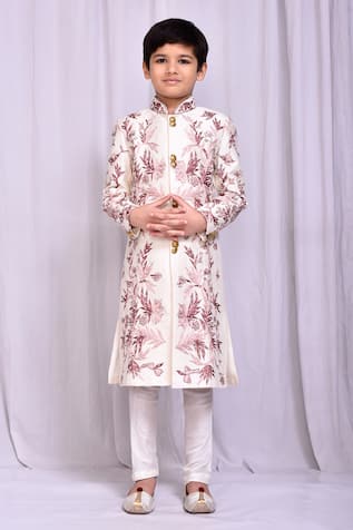 Samyukta Singhania Floral Vine Embroidered Sherwani & Pant Set 