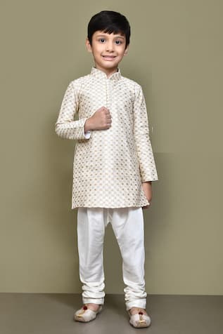 Checkered Embroidered Kurta 