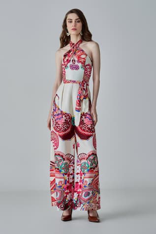 Saaksha & Kinni Alexa Paisley Print Jumpsuit With Belt 