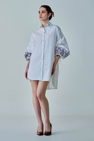 Saaksha & Kinni Elsa Sleeve Embroidered Oversized Shirt 
